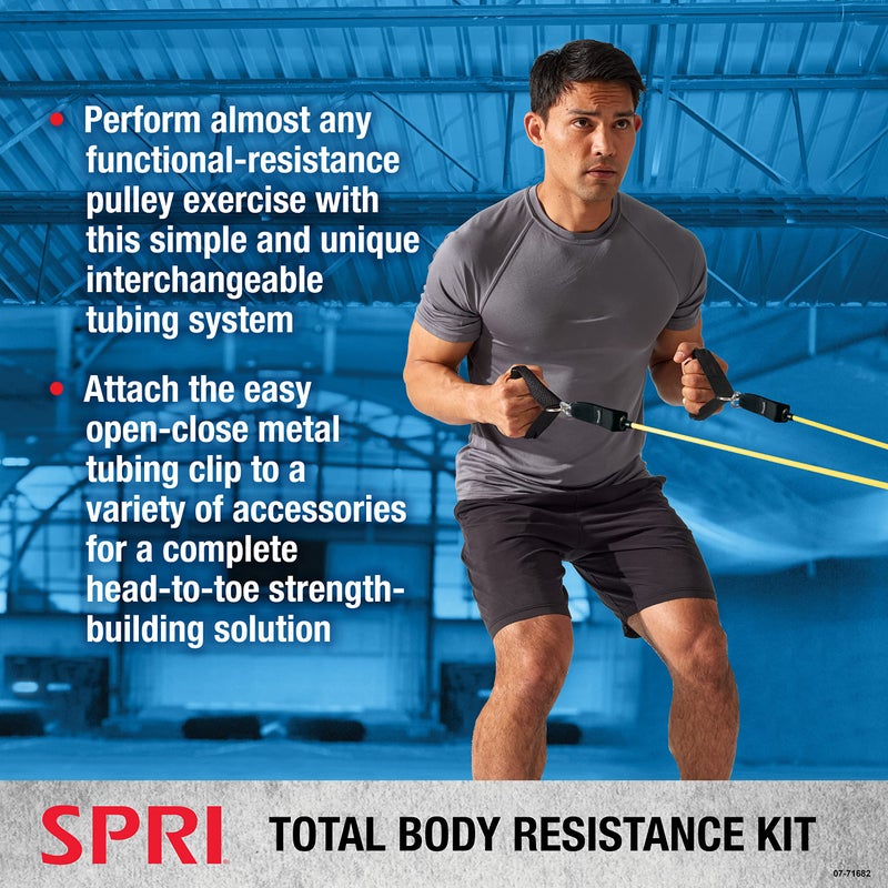 SPRI Resistance Band Kit - Resistance Training Interchangeable Tubes for Full Body Toning - Includes 5 Exercise Bands, Ankle/Wrist Strap with Padded Handles, Door Anchor, Exercise Guide, Carry Bag - Image 3